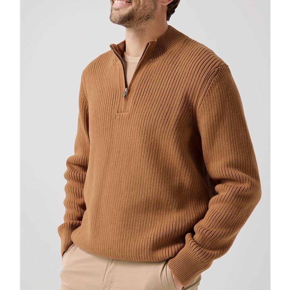 NWT Pact High Country Knit Heavy Quarter Zip Organic Cotton Sweater Medium